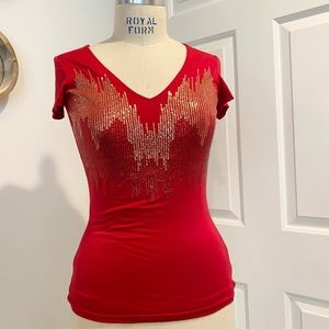 Red Sequins Party Top